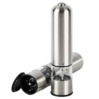 China Sustainable Automatic Rechargeable Battery Operated Stainless Steel Salt And Pepper Mills With Light for sale