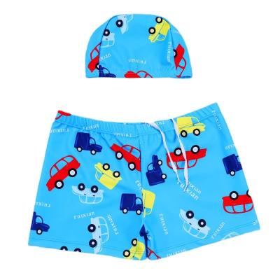 China Breathable Wear Beach Boardshorts Surf Cartoon Boys Swimming Trunks With Hat Dropshipping Wholesale For 3-10 Years Swimwear Set for sale