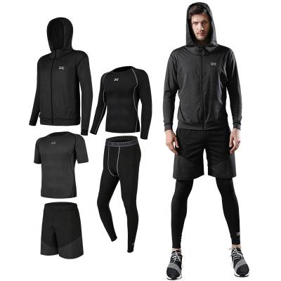 China 6pcs/set Men's Fitness Clothing Set Breathable Workout Clothes Men's Sportswear Gym Basketball Clothing Mens Jogging Running Fitness Clothing for sale