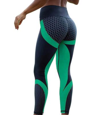 China Breathable Honeycomb Print Yoga Pants Fitness Women Seamless Leggings High Elastic Waist Push Up Ankle Length OEM for sale