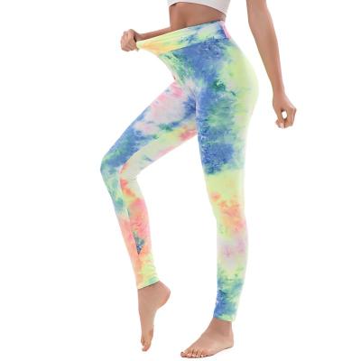 China 2021 Plus Size Breathable High Szie Tie Dye Elastic Yoga Pants For Women Sexy Yoga Women Gaiters Lifts Ankle Length OEM Dropshipping for sale