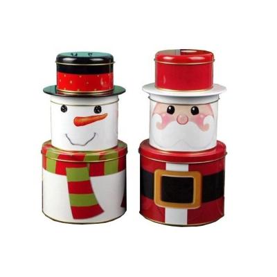 China Pretty Round Shape Tin Box Of Food Christmas Character Cartoon Design For Gift Or Promotion for sale