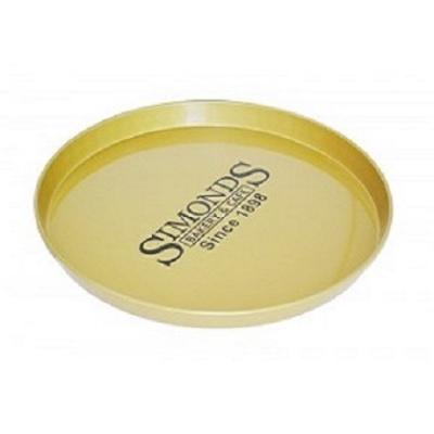 China Stylish Fruit Metal Appearance Customized Round Serving Tray Pretty And Stylish Metal Tin Food Tray Bright In Colors for sale