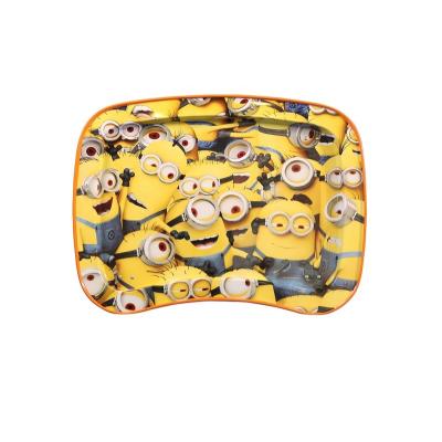 China Cute Yellow Food Minions Design Irregular Food Tin Serving Tray With Legs For Kids for sale