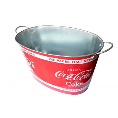 China Sustainable 15L Oval Matched Galvanized Tubs With Metal Handles Beer And Beverage Ice Bucket For Household Or Party for sale