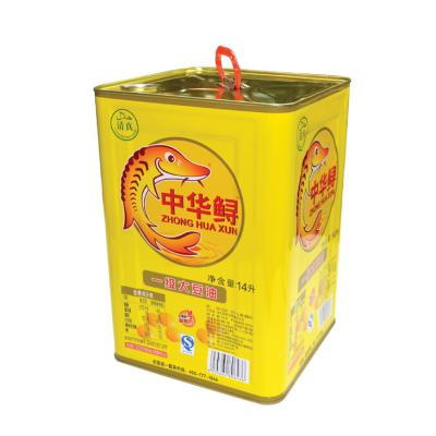 China Food Oil Tin Packaging Family Use Edible 15L Olive Oil Tin Can With Handle for sale