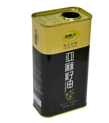 China Small Square Olive Oil Packaging Food Grade 1L Tin Can With Plastic Ring Pull for sale