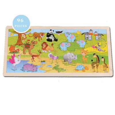 China Plywood 96 Pieces Plains African Storage Tray Other Kids Educational Toys Safari Wooden Jigsaw Puzzle With 2021 Children's Toys WD21110 for sale