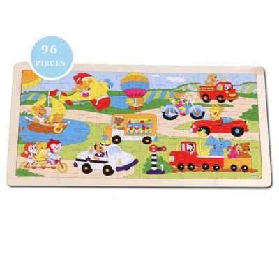 China Plywood Amusement Game City 96 Pieces Wooden Puzzle Vehicles Other Children's Educational Toys 2021 Kids Toys Children WD21110 for sale