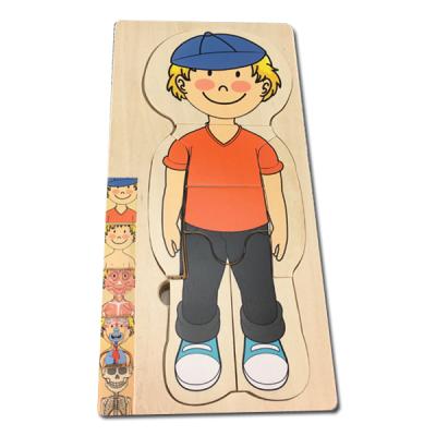 China Toy Fun Play City Wooden Human Body Jigsaw Puzzle Boys Girls Boys Girls Constitution Montessori Toy Wood Toy WD23018 for sale