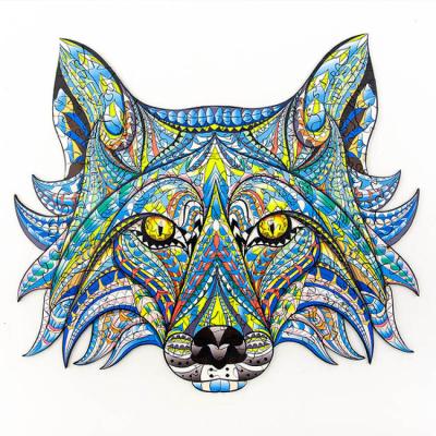 China Toy Manufacturer 3D Jigsaw Puzzle A3 A4 A5 Cartoon Best Gift Majestic Wolf Lion Shape Wooden Jigsaw Unique Pieces Jigsaw Puzzles For Adults Children for sale