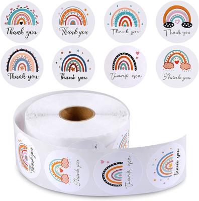 China Custom Wholesale Custom Waterproof Rainbow Thank You Stickers, Cute Cartoon New Thank You Stickers From Small Business for sale