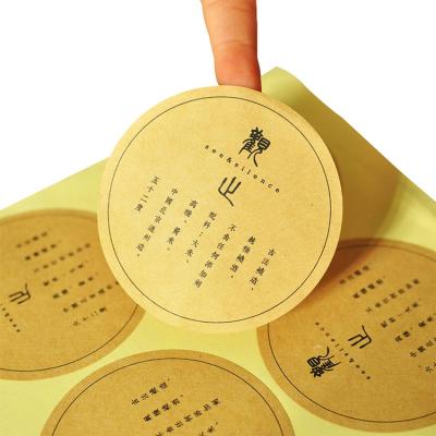 China Waterproof Chinese Supplier Custom Kraft Paper Sticker Full Printed Food Labels for sale