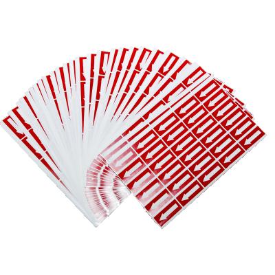 China Waterproof Red Transparent Packaging Film Self Adhesive Arrow Label Printing for sale