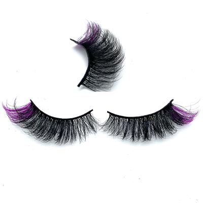 China Natural Hot Colored False Mink Eyelashes 3d Private Label Factory Eyelash Halloween Sale Custom Box for sale