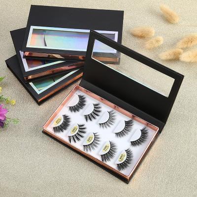 China Long 3d private label lashbox custom made silk false eyelashes natural high end silk packaging false mink eyelashes for sale