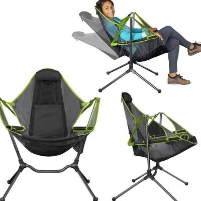 China Modern Outdoor Ultralight Rocking Chair Aluminum Alloy Camping Fishing Chair Barbecue Folding Backrest Portable Beach Moon Chair for sale