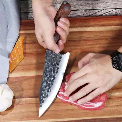 China Sustainable Hand Forged 7 Inch Boning Knife Carving Meat Cutting Vegetable Cleaver Kitchen Slaughter Knife Kitchen Cleaver for sale