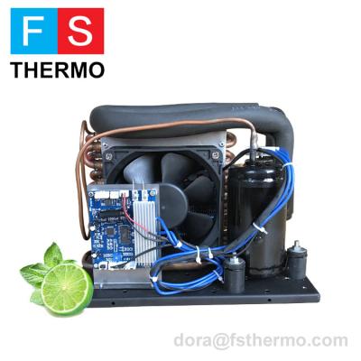 China Mini Fridge Refrigeration Parts 12v 24v Compressor Condenser Mini Cooling Device for sale