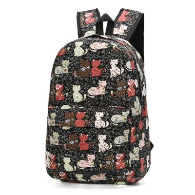 China Custom Wholesale Waterproof Cute Cat Mother Brand Oujia Floral Backpack Women School Backpack for sale