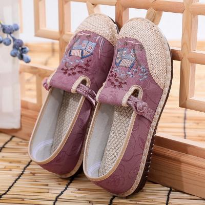 China High Quality Flat Cloth Embroidered Flowers Hot Selling Shoes Wholesale Canvas Women Shoes Latest for sale