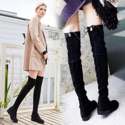 China Wholesale Lightweight Faux Suede Thigh High Women Boots Block Thick Heel Over The Knee Boots for sale