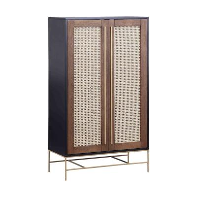 China Modern Natural Wooden Hotel Rattan Wardrobe Closets Designs Minimalist Customized Full Modular Luxury Bedroom Furniture Storage Cabinet for sale