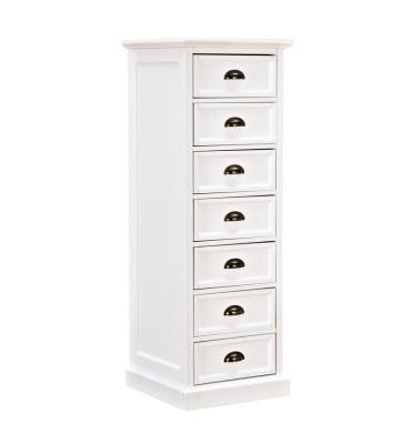 China Wholesale Special Simple Modern Farmhouse Bedroom Living Room Storage Cabinet 7 Drawers Chest in White Finishing and Metal Handle for sale