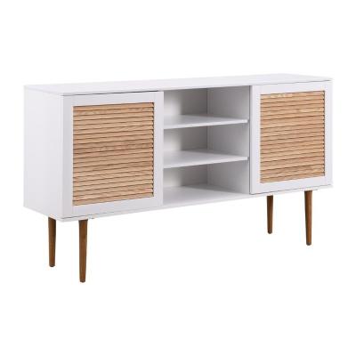 China (Other) new designer adjustable Slatted Sideboard with 2 doors and 2 shelves in the middle, size: L160 X W40 X H90 cm, white body for living room for sale