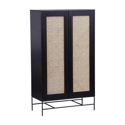 China (Other) 2 Door Vitrine Black Body Color Adjustable Whole Matte Natural Rattan Rattan Over Door Panels For Home Furniture for sale