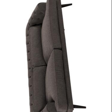 China Comfortable new designer modern armchair in gray Boston 458 cover fabric with matte black finish wooden legs for living room for sale