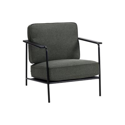 China Comfortable hot banks armchair, sale cover in Lena 353 Moss Green fabric, metal tube frame in matt black powder coating for lounge. for sale