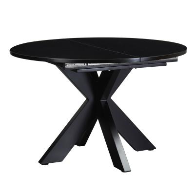 China Hot Selling Bayview Extension Dining Table MDF Extendable Top and Base with Solid Wood in Matte Black Paint for sale