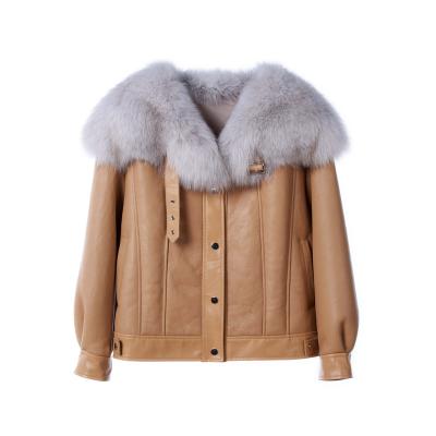 China Waterproof Wool Coat Ladies Cashmere Coats Women Real Fox Fur Collar Womens High Quality BlacK Brown Clothing Plain Quantity Winter jacket for sale