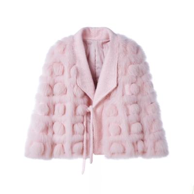 China Anti-wrinkle factory direct custom made woman warm long sleeves dyed full pelt fur with striped cut fox fur jackets coat with turn-dow collar for sale