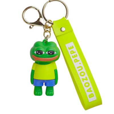 China Cute Cartoon Retail metal Soft PVC keychain Funny Creative Sad frog keychain for sale