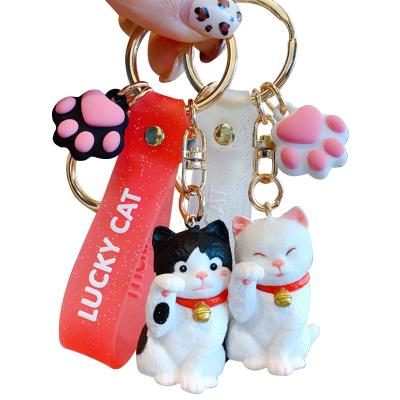 China Cartoon New arrivals in China cute lucky cat keychain soft pvc mini kitten schoolbag pendant for sale