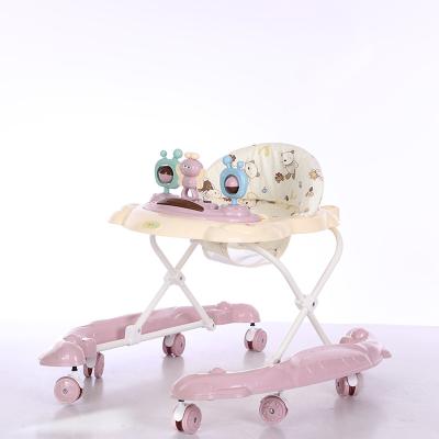 China Baby Walking Learning Wheel Creative Walker Pink Baby Stand Design Childhood Folding Anti-rollover Baby Walker for sale