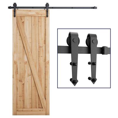 China Modern High End Simple Metal Industrial Barn Door Sliding Hardware Kit Steel Black Hanging Arrow TypeSliding Barn Door Track for sale