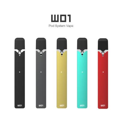 China New colorful flat vape pod pen kit ovns w01 pod kit with 280mAh battery 0.7ml vape cartridge for sale