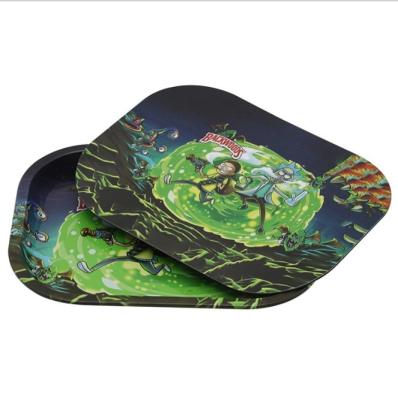 China Rolling Tray With Magnetic Lid Custom Logo Metal Rolling Tray With Magnetic Lid Metal Flower Rolling Tray for sale