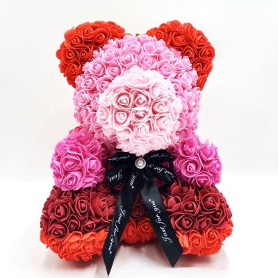 China Custom Handmade Flower Rose Bear For Valentine Gift Rose Decoration Lovely Teddy Bear Rose Bear Event Decoration 2021 25cm 40cm for sale