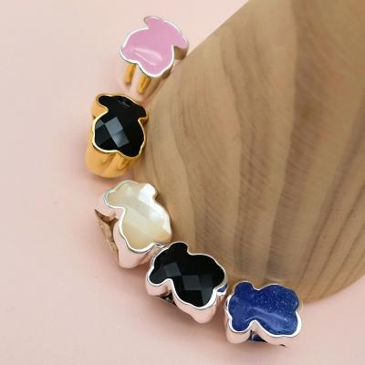 China S925 Gemstone Ring S925 Bear Appearance Jewelry Female Exquisite Spanish Simple Cute Silver Cute Bear Ring Wholesale In China for sale