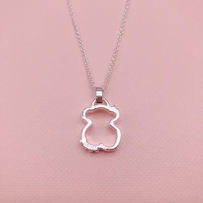 China Good 100% S925 Sterling Silver Cute Bear Casual Fashion Necklace Simple Polishing Men Women's Gift Necklaces Party Jewelry for sale