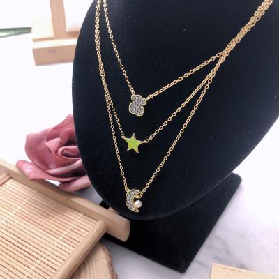 China Good Nocturne Bear Necklace Temperament Simple Party Touses Layered Shiny Jewelry Women Multi Polishing for sale