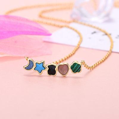 China New fashion jewelry wholesale 925 GLORY Spanish colorful gem necklace bear maids temperament simple women necklace polishing for sale