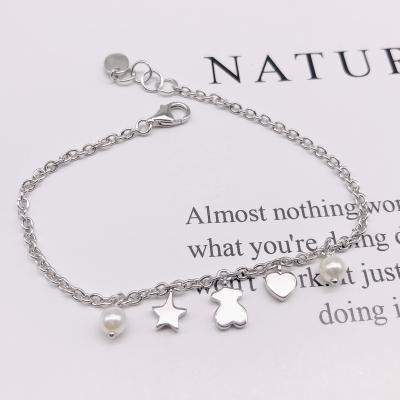 China Fast delivery the latest 1:1 100% high quality noble 925 silver bear bracelet ladies jewelry for sale