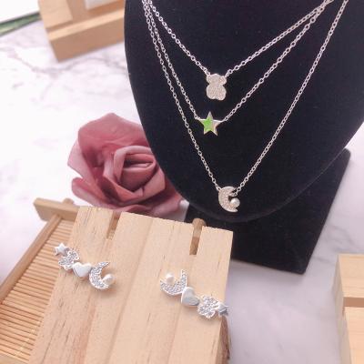 China S925 original classic simple sweet cute Spanish female sweetheart necklace bear earrings jewelry female jewelry set for sale