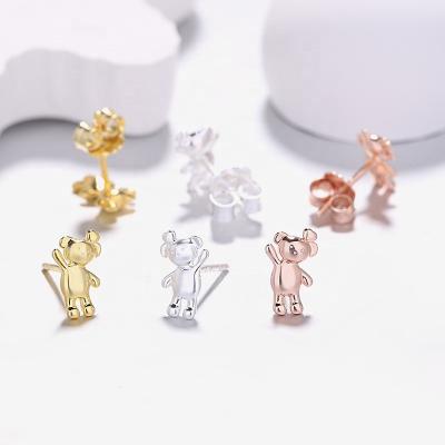 China 2023 100% Cute Jewelry Wholesale 925 Sterling Silver Spanish Bear Stud Earrings Women Teddy Bear Cute Fashion Stud Women Earrings for sale