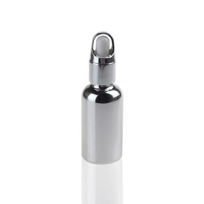 China Hot Selling Personal Care Silver Glass Dropper Bottles 20ml, 20ml Glass Bottle Dropper, 20ml Luxury Decorative Dropper Bottle for sale